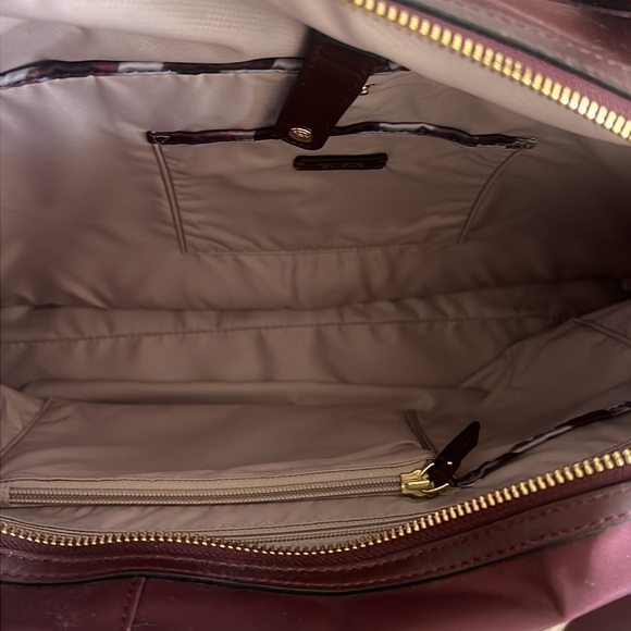 Tumi Dara Carry All Travel Bag in Maroon Plum with Metallic Hardware - Picture 8 of 11